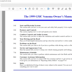 1999 GMC  Truck Sonoma Owner’s Manual - PDF DOWNLOAD