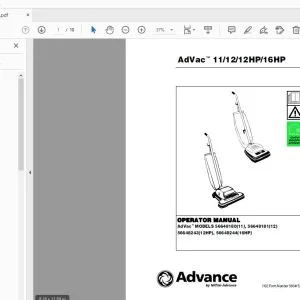 Advance AdVac 11/12/12HP/16HP Operator Manual 56041522 - PDF DOWNLOAD