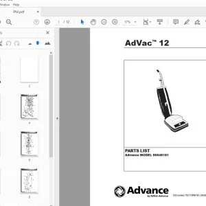 Advance AdVac 12 Parts Manual 56042425 - PDF DOWNLOAD