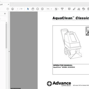 Advance AquaClean Classic Operator Manual 56041303 - PDF DOWNLOAD