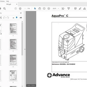 Advance AquaPro C Instructions for use & parts Manual 56041561 - PDF DOWNLOAD
