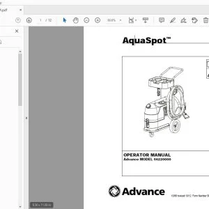 Advance Aquaspot 56220000 Operator Manual 56041422 - PDF