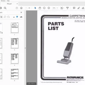 Advance Carpetwin 14 323700, 323705, 323710 Parts Manual  - PDF DOWNLOAD