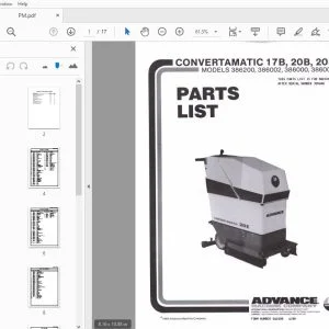 Advance Convertamatic 17B, 20B, 20E 386200, 386002, 386000, 386008 Parts Manual 309688 - PDF DOWNLOAD