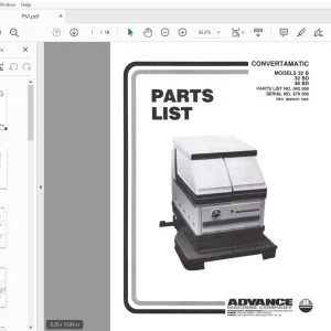 Advance Convertamatic 32B 32BD 38BD Parts Manual 878509 - PDF DOWNLOAD