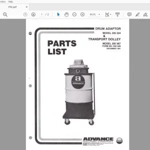 Advance Drum Adaptor 205 524 & Transport Dolley Parts Manual - PDF DOWNLOAD