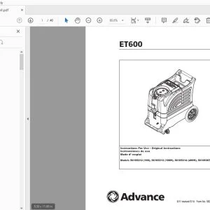 Advance ET600 Instructions For Use Manual 56091033 - PDF