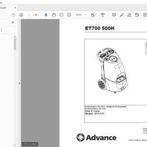 Advance ET700 500H Instructions For Use Manual 56091169 - PDF