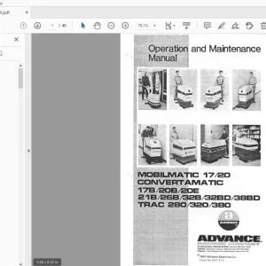 Advance Mobilmatic 17/20 Convertamatic 17B/20B/20E/21B/26B/32B/32BD/38BD Trac 280/320/380 Operation & Maintenance Manual - PDF