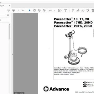 Advance Pacesetter 13, 17, 20, 17HD, 20HD, 20TS, 20SD Instructions For Use Manual - PDF