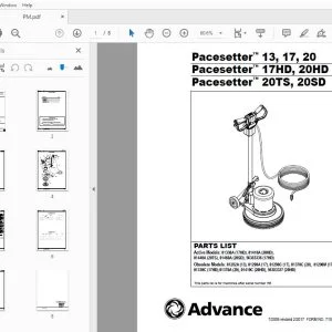 Advance Pacesetter 13, 17, 20, 17HD, 20HD, 20TS, 20SD Parts Manual - PDF DOWNLOAD