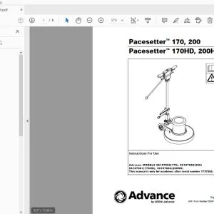 Advance Pacesetter 170, 200 Pacesetter 170HD, 200HD Instructions For Use Manual 56041584 - PDF