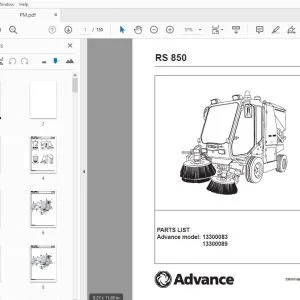 Advance RS 850 13300083 13300089 Parts Manual 33015115 - PDF DOWNLOAD