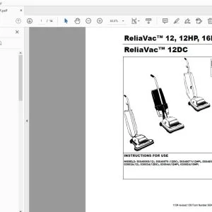 Advance ReliaVac 12, 12HP, 16HP ReliaVac 12DC INSTRUCTIONS FOR USE MANUAL 56041608 - PDF