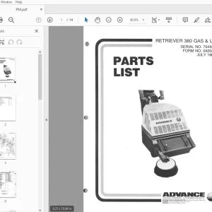Advance Retriever 360 Gas & LP Parts Manual 754423 - PDF DOWNLOAD