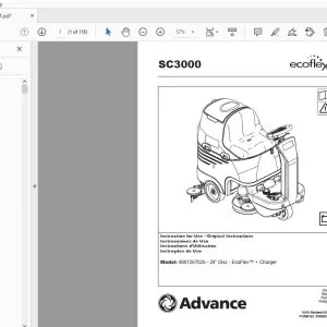 Advance SC3000 9087267020 - 26” Disc - EcoFlex + Charger Instruction for Use Manual - PDF