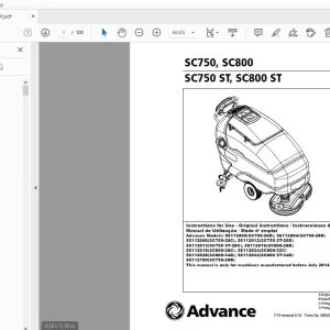 Advance SC750, SC800, SC750 ST, SC800 ST Instructions for Use Manual 56041820 - PDF DOWNLOAD