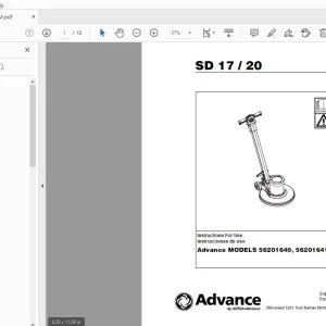 Advance SD 17/20 Instructions For Use Manual 56041445 - PDF DOWNLOAD