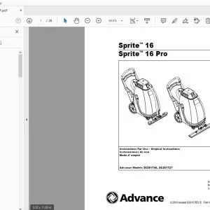 Advance Sprite 16, Sprite 16 Pro Instructions For Use Manual 56091026 - PDF