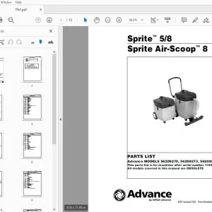 Advance Sprite 58 Sprite Air-Scoop 8 Parts Manual 56042323 - PDF DOWNLOAD