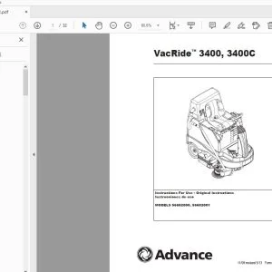 Advance VacRide 3400,3400C Instructions For Use Manual 56041798 - PDF