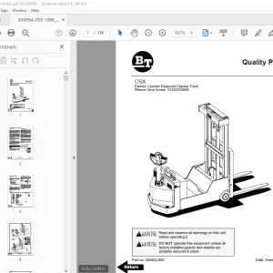 BT Prime-Mover CSX Electric Counter Balanced Stacker Truck Parts Manual PDF