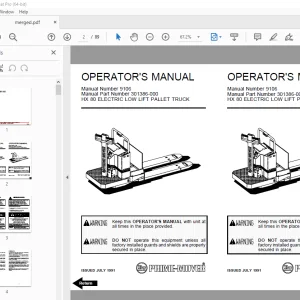 BT Prime-Mover HX-80 Electric Low Lift Pallet Truck Operator's Manual PDF