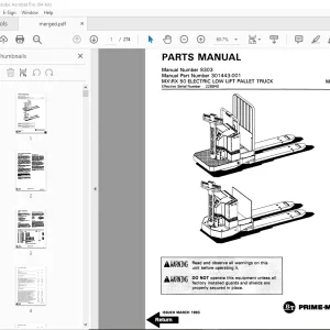 BT Prime-Mover MX-50 RX-50 Electric Low Lift Pallet Truck Parts Manual PDF