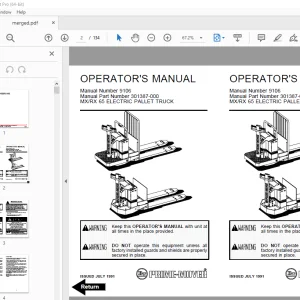 BT Prime-Mover MX-65 RX-65 Electric Pallet Truck Operator's Manual PDF