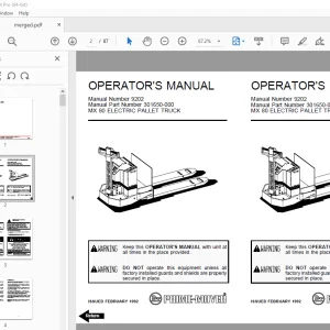 BT Prime-Mover MX 80 Electric Pallet Truck Operator's Manual PDF