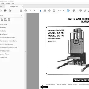BT Prime-Mover OE-15 OE-10 Electric Order Selector Parts & Service Manual PDF