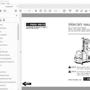 BT Prime-Mover OE-15C Electric Order Selector Operator's Manual PDF