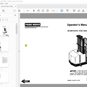 BT Prime-Mover OE-30B Electric Order Selector Operator's Manual PDF