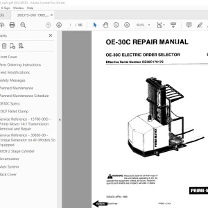 BT Prime-Mover OE-30C Electric Order Selector Repair Manual PDF