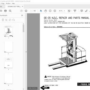BT Prime-Mover OE-35 Electric Order Selector Repair & Parts Manual PDF