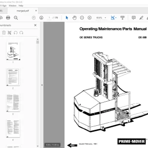 BT Prime-Mover OE Series Truck OE-30B Operating Maintenance & Parts Manual PDF