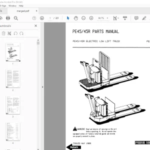 BT Prime-Mover PE-45 PE-45R Electric Low Lift Truck Parts Manual PDF