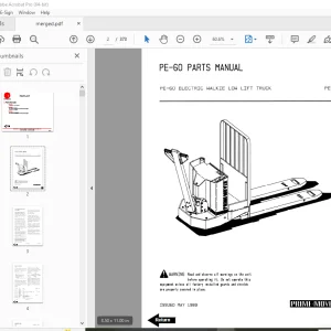 BT Prime-Mover PE-60 Electric Walkie Low Lift Truck Parts Manual PDF
