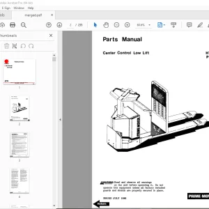 BT Prime-Mover PE-60C HT-60C Center Control Low Lift Parts Manual PDF