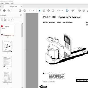 BT Prime-Mover PE-60C HT-60C Electric Center Control Rider Operator's Manual - PDF DOWNLOAD