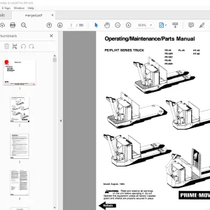 BT Prime-Mover PE45 PE45R PE45C PE60 PE60R PL45 HT45 HT60 Truck Operating & Parts Manual PDF