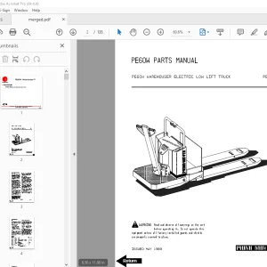 BT Prime-Mover PE60W Warehouser Electric Low Lift Truck Parts Manual PDF