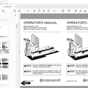 BT Prime-Mover PMX ELECTRIC PALLET TRUCK Operator's Manual PDF