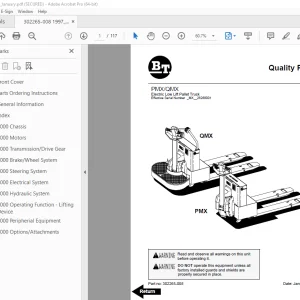 BT Prime-Mover PMX QMX Electric Low Lift Pallet Truck Parts Manual PDF