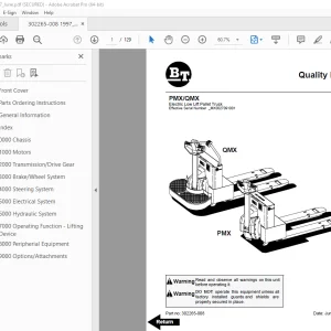 BT Prime-Mover PMX QMX Electric Low Lift Pallet Truck Parts Manual_1997 PDF