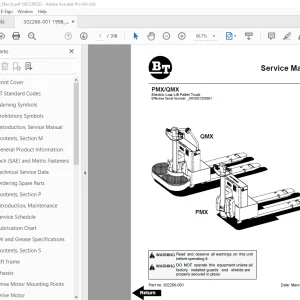 BT Prime-Mover PMX QMX Electric Low Lift Pallet Truck Service Manual PN 302266-001 PDF