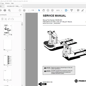 BT Prime-Mover PMX/QMX Electric Low Lift Pallet Truck Service Manual_1996 PDF