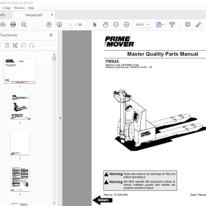 BT Prime-Mover PMX45 Electric Low Lift Pallet Truck Master Parts Manual PDF