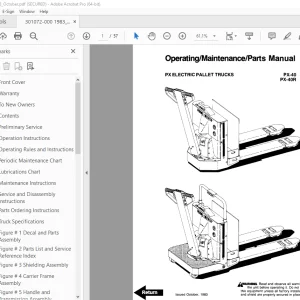 BT Prime-Mover PX-40 PX-40R Electric Pallet Truck Operating Maintenance & Parts Manual PDF