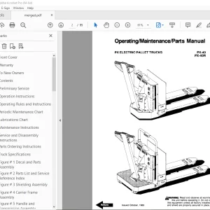 BT Prime-Mover PX Electric Pallet Truck Operating & Parts Manual PDF
